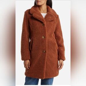 NWT Ellen Tracy Faux Shearling Coat in Cognac size L